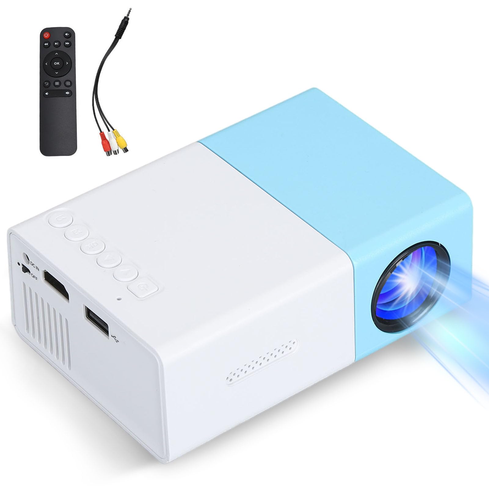 Mini Projector, 1080P Full HD HiFi Portable Movie Projector, Smart Home Projector with HDMI, USB, Storage Card, AV, Headphone for Smartphone, Laptop, TV, Tablet, PC (UK Plug)