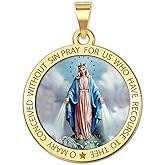PicturesOnGold.com Miraculous Medal Necklace Catholic Virgin Mary Pendant Round Pendants for Women & Men Crafted in 10K/14K Yellow or White Gold & Sterling Silver Christian Gifts for Men & Women or First Communion Gifts for Boys or Girls