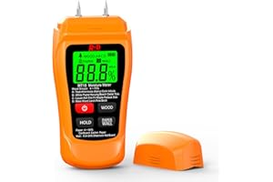 RDINSCOS Moisture Meter for Firewood, Wood Moisture Meters for Walls, Firewood Floor Humidity Detector Lumber Humidity Tester Paper Cerimic Ceiling Firewood Cardboard Humidity Building Material (Orange)