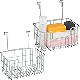 JUNCHU CHERRY Wire Hanging Storage Basket 2 Packs, Wall Mounted Kitchen Bathroom Storage Basket, Home Multi-Functional, no Punching, Bearing Strong, Suitable for Home, Office,Chrome