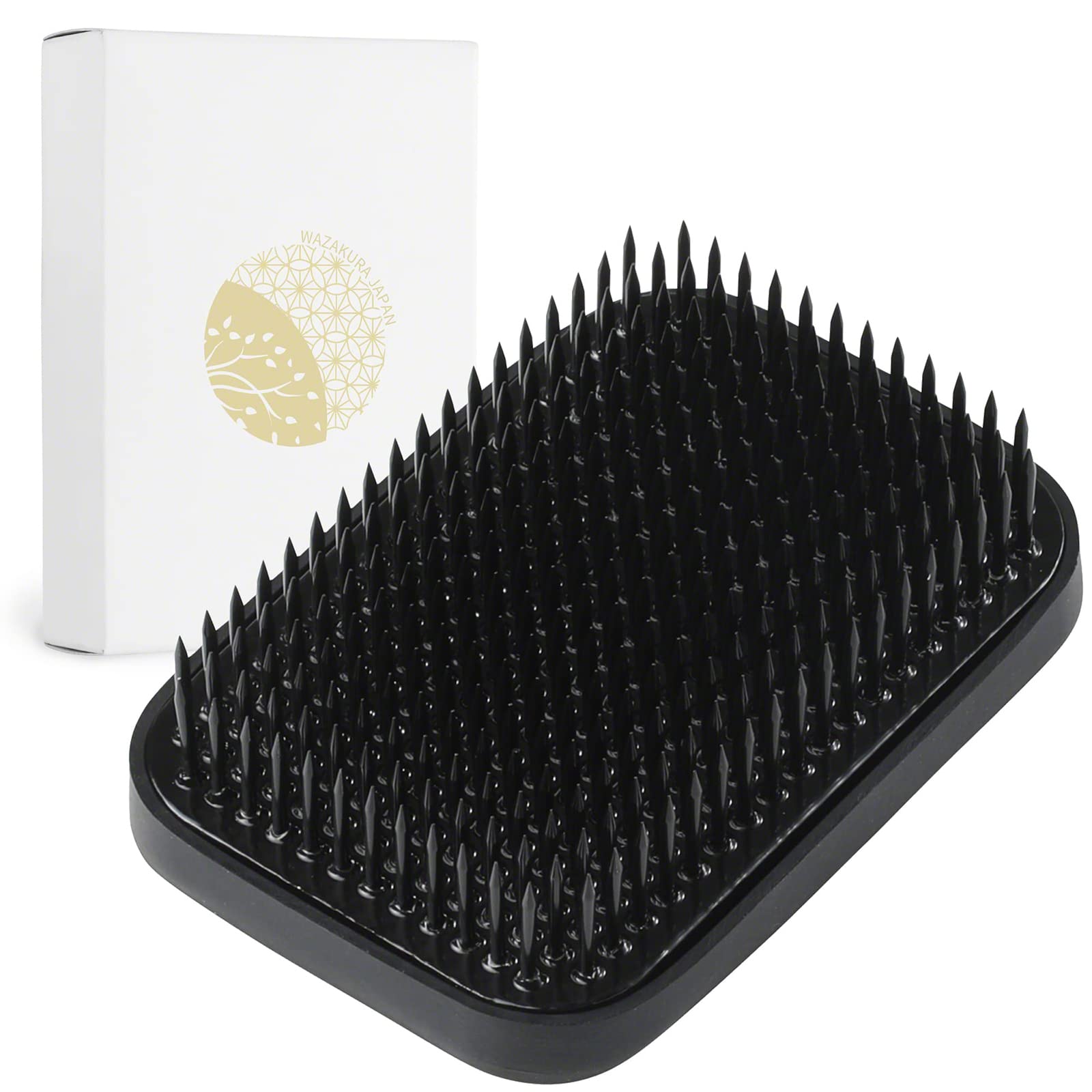 Wazakura Black Ikebana Kenzan Flower Holder 3.2" (83mm) Rectangular Square, Made in Japan Flower Arranging Accessories Pin Frog Tool - Black Rectangular Kenzan 3.2" (83mm)