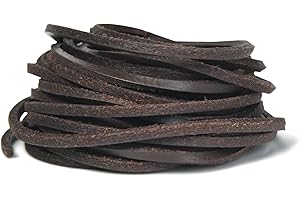 Genique Real/Genuine 3mm Leather Cord 5 Metres, 1/8 inch Leather Strips, Leather Shoe Laces, for Boot Laces, Necklace, Bracelets, Jewelry Making, Crafting, Baseball Glove Repair (Brown, 3MM)