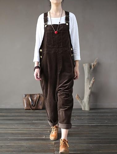 Vogstyle Donna Salopette Larghe Vintage di Velluto a Coste lencicol  Abbigliamento Moda