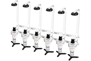 6 Bottle Wall Mounted Liquor Dispenser, Bar Butler Bracket Optic Wine Beer Alcohol Bottle Beverage Stand Revolving Nozzle Dri
