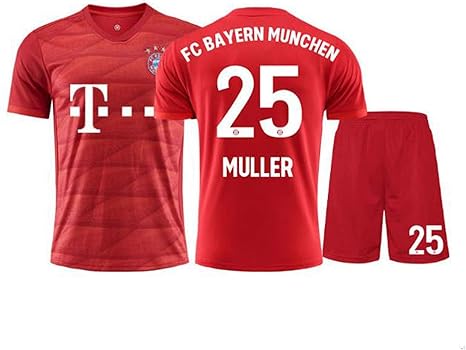 Amazon Co Jp ユニフォーム サッカーユニフォーム子供大人用 背番号25 Muller 19 バイエルンホームとアウェイサッカージャージ ミューラー 上下セット Tシャツ半ズボン サッカーウェア レプリカマッチ トレーニングチームスポーツウェア 通気性 ユニセックス 赤 白い