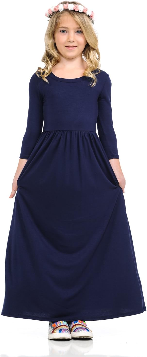 Honey Vanilla Girls' Fit and Flare Maxi Dress with Easy Removable Label