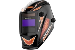 Sunstac 1/1/1/1 Optical Clarity Welding Helmet True Color Auto Darkening Welding Hood Wide Shade 4/9-13 for STICK MIG TIG Welding