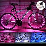 LEDMO (2 pack)Bicycle Bike Rim Lights, 20 LEDs Pink Wheel Lights, LED String Light Pink Bicycle Bike Wheel Rim Copper Wire Starry Light , Perfect for Safety and Fun color - Battery