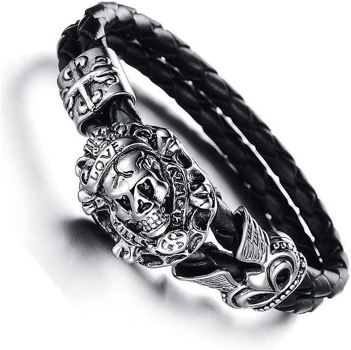 Leather Braided Wrap Bracelet Black Unique Design Cuff Bracelet Fashion Casual for Women Cool Style for Men
