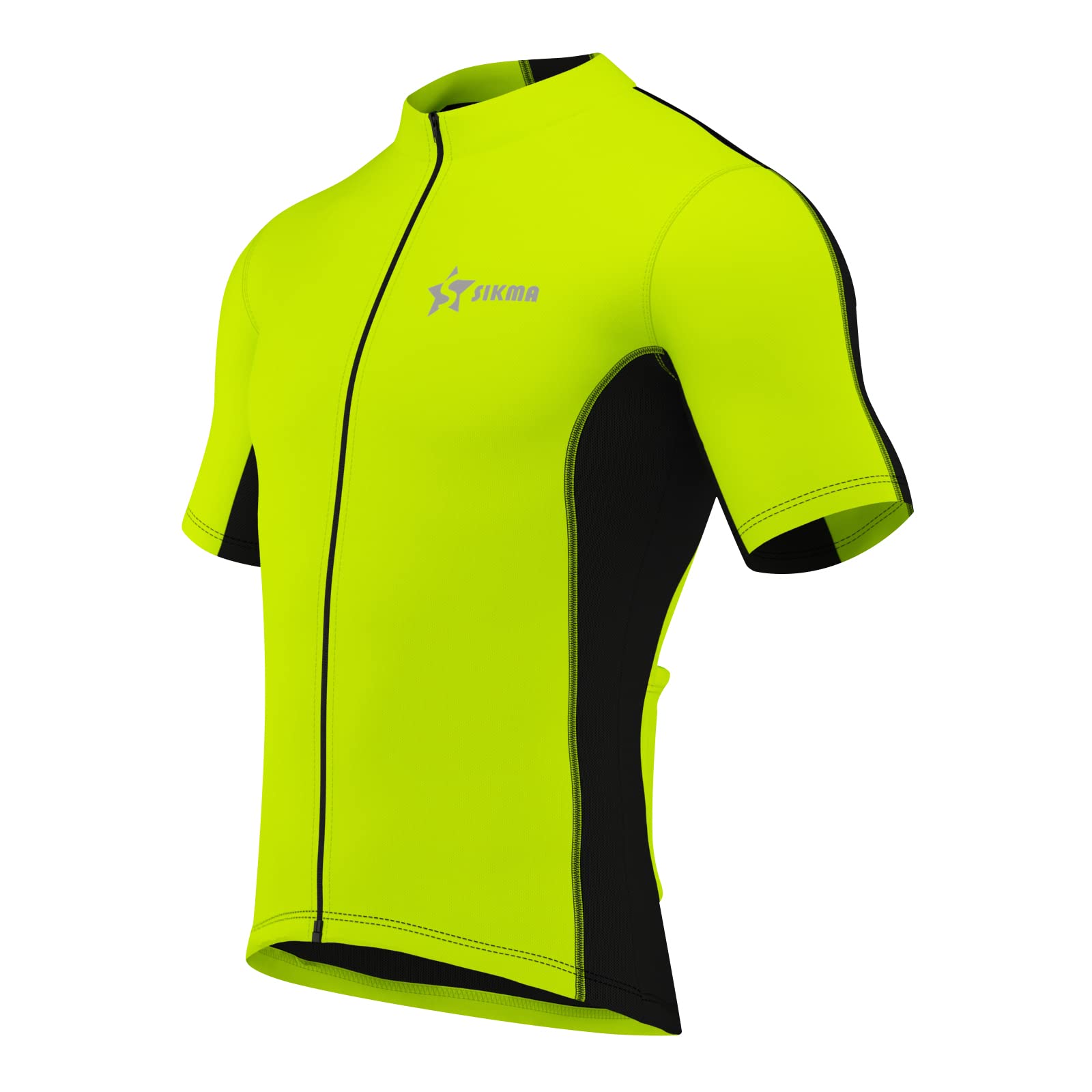 Sikma Mens Cycling Jersey Short Sleeves Polyester Bicycle Bike Top Shirt (Green, X-Large)