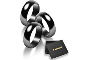 Fashtour Genuine Magnetic Hematite Rings, 3 per Order, Black Hematite Ring, Magnetic Ring for Men and Women, for Anxiety Balancing Root Chakra, Absorbing Negative Energies
