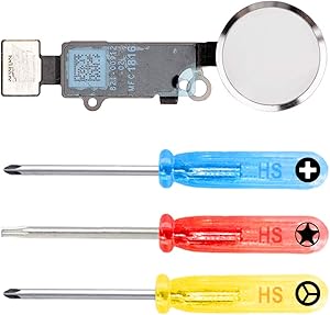 MMOBIEL Home Button Compatible with iPhone 8/8 Plus (Silver/White) with Flex Cable incl 3X Screwdrivers