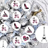 Set of 324 Paris Party Favor Labels, Paris Birthday Supplies, Paris Stickers for Hershey Kisses