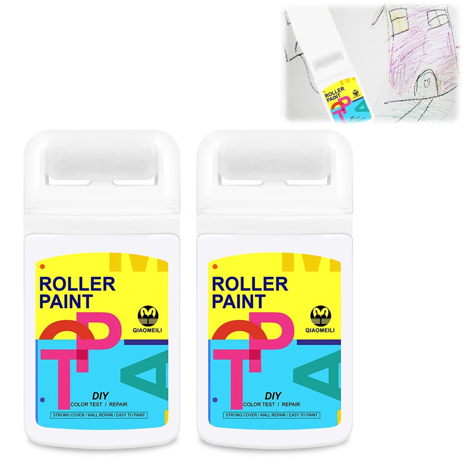 Fonyet Set of 2 Standing Wall Repair Roller Brush with White Quick Drying Wall Repair Paste, 5ml, Weiß