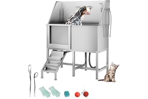 CUISINSMART 50" Dog Bathtub for Large Dogs, Professional Dog Washing Station with Wash Tub Attachment, Bath Pool for Outdoor, Indoor Shower and Grooming (50" Left Door)