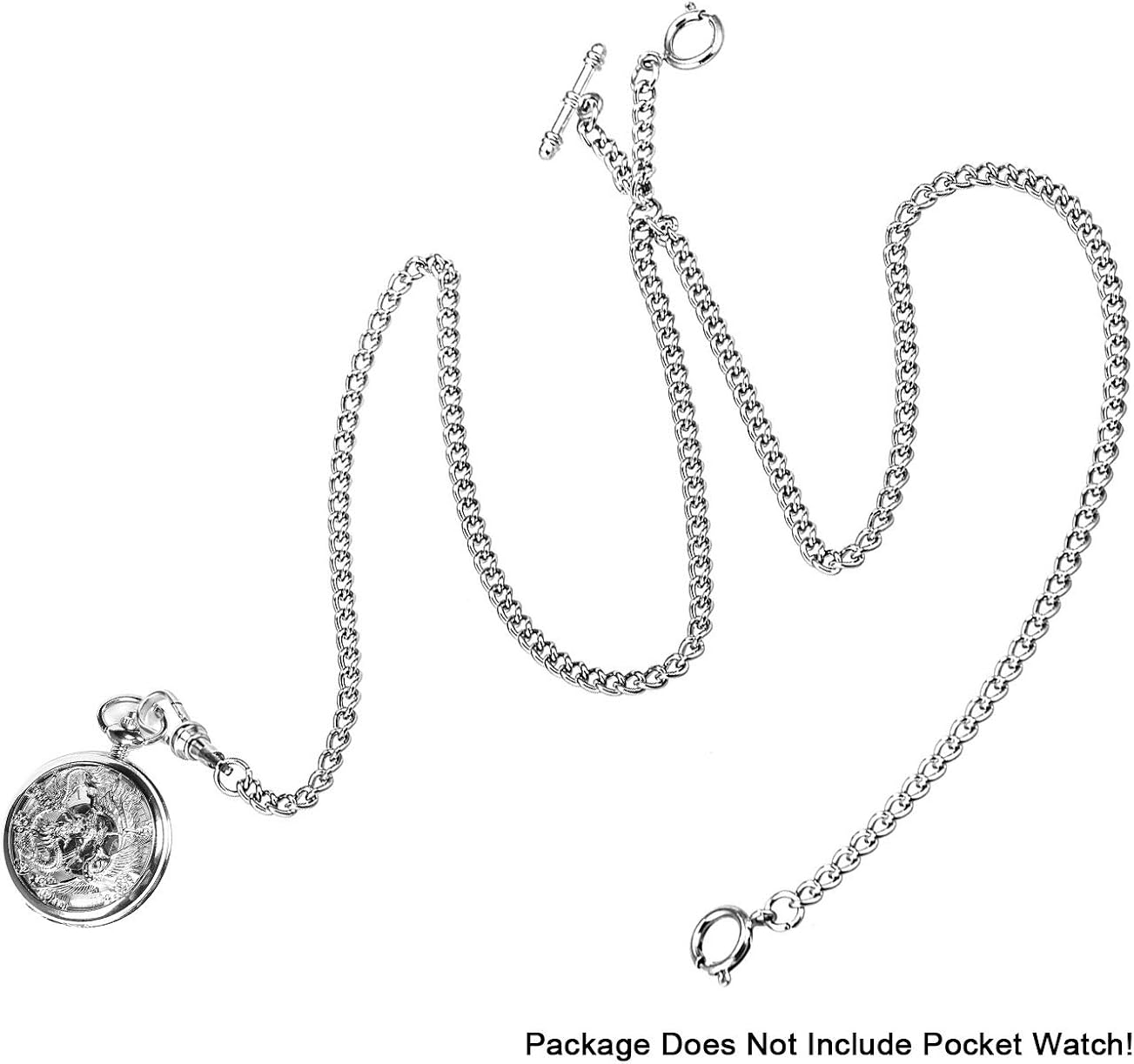 SIBOSUN Pocket Watch Chain Double Albert T-Bar - Antique 29 Inch Chains Vest Waistcoat (3.Sliver, CPA026): Watches