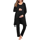SWOMOG Maternity Nursing Robe Set 3 PCS Women Postpartum Pajamas Breastfeeding Labor Delivery Hospital Pregnancy Pjs