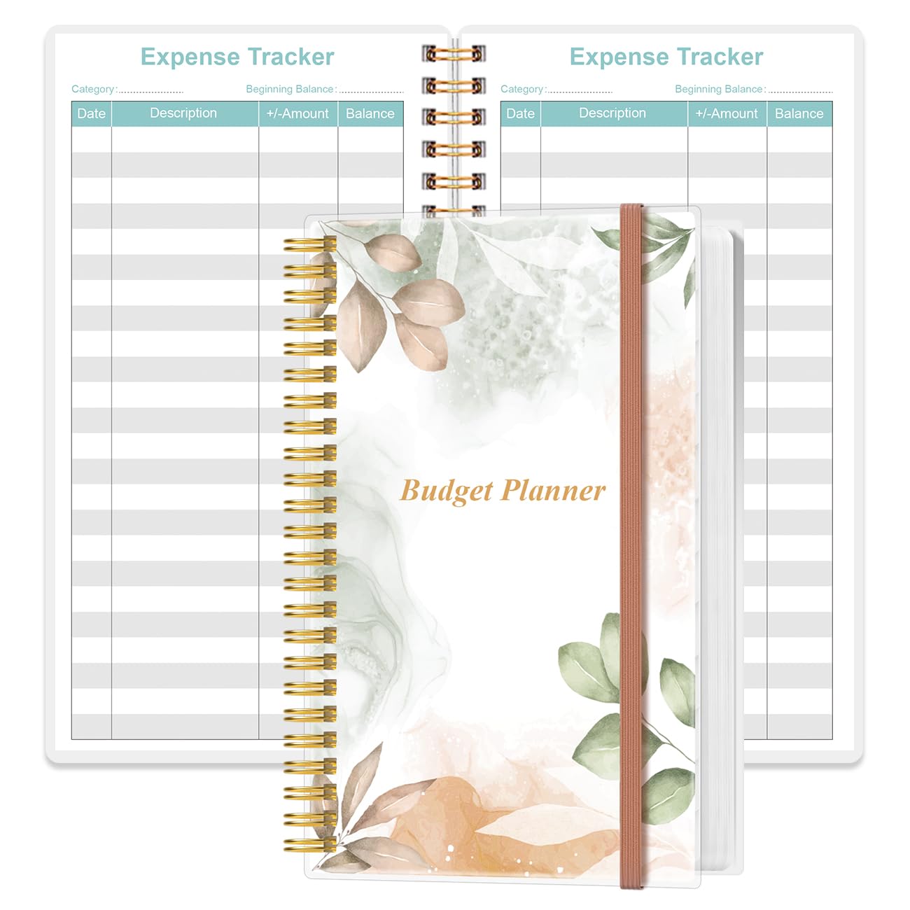 Budget Planner - A6 Expense Budget Tracker, Budget Book for Ledger Book, Money Organizer for Wallet, 3.75" x 6.75", Rose Leaf — image 1