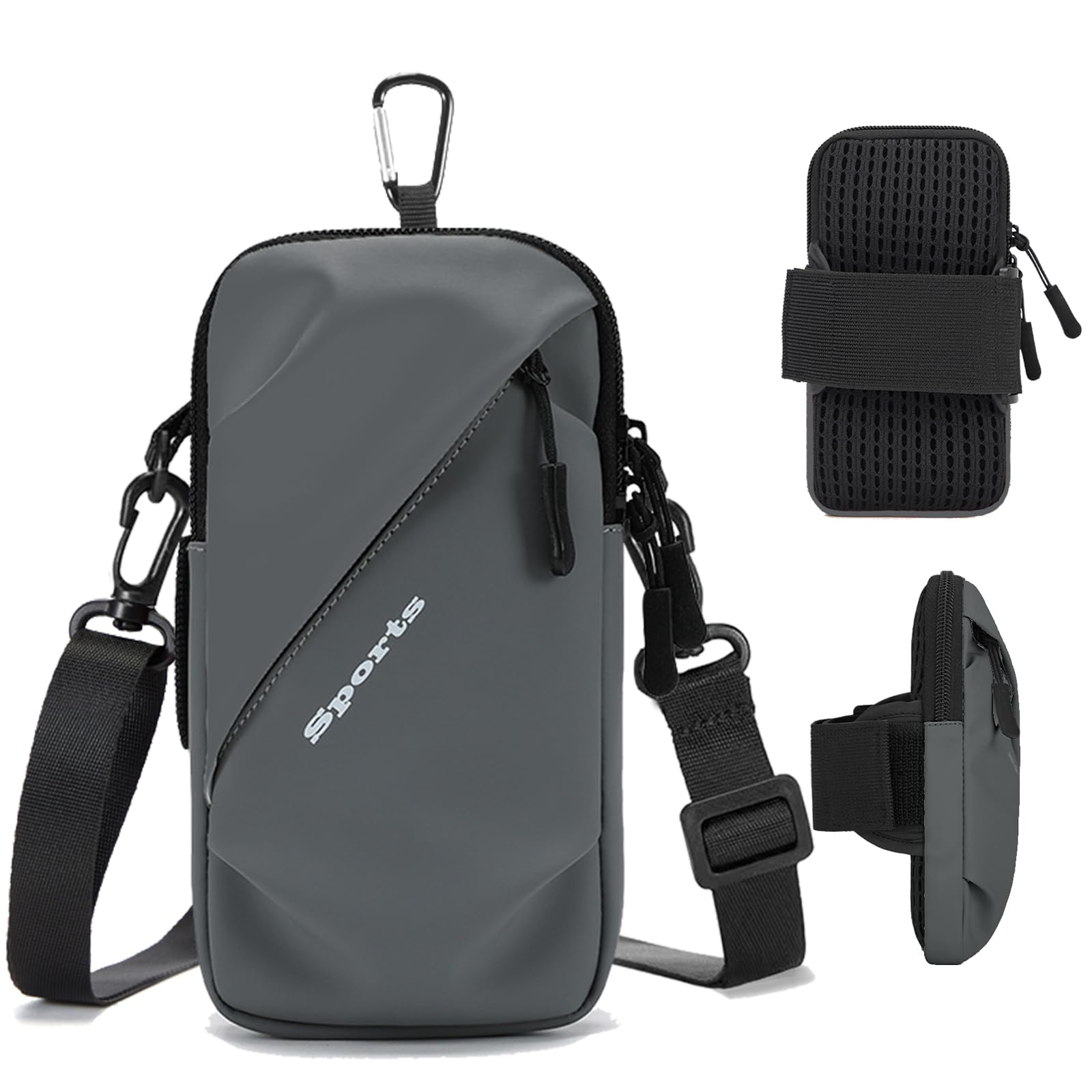 Photo 1 of Cell Phone Armbands Running Phone Holder Armband, Shoulder Holster Phone Purse Crossbody Bag Pouch (Gray)