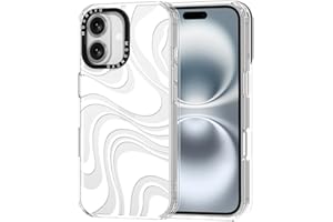 MOSNOVO Case for iPhone 16, [Buffertech 6.6ft Military-Grade Drop Protection] [Anti Peel Off Tech] Clear TPU Bumper Phone Case Cover Design - White Swirl