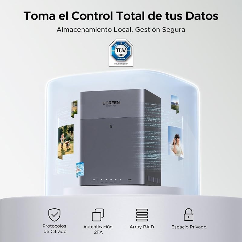 NASync DH4300 Plus Desktop NAS 4 Bays, porta LAN de 2,5 GB, 8 GB de RAM, ligação NFC One-Touch, Family Album/Baby AI, nube pessoal em casa/escritório (sem discos)
