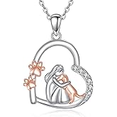 YAFEINI Dog Necklace 925 Sterling Silver Puppy Pendant Necklace Pet Jewelry Dog Mom Gifts for Women
