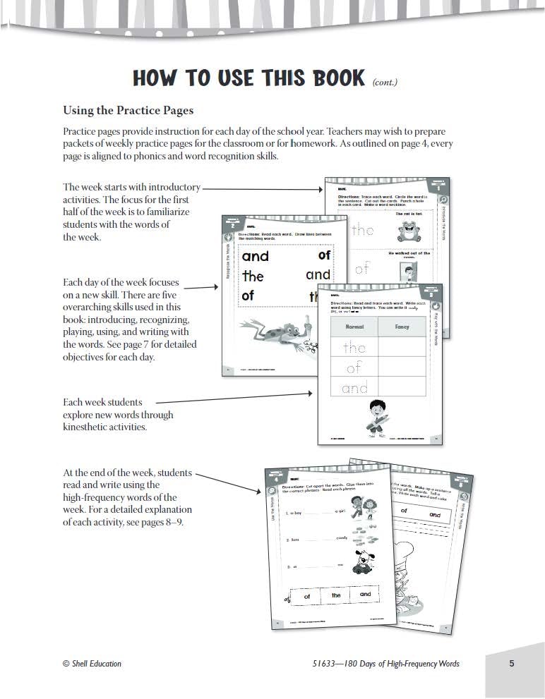 180 Days of High-Frequency Words for Kindergarten - Learn to Read Kindergarten Workbook - Improves Sight Words Recognition and Reading Comprehension for Grade K, Ages 4 to 6 (180 Days of Practice)