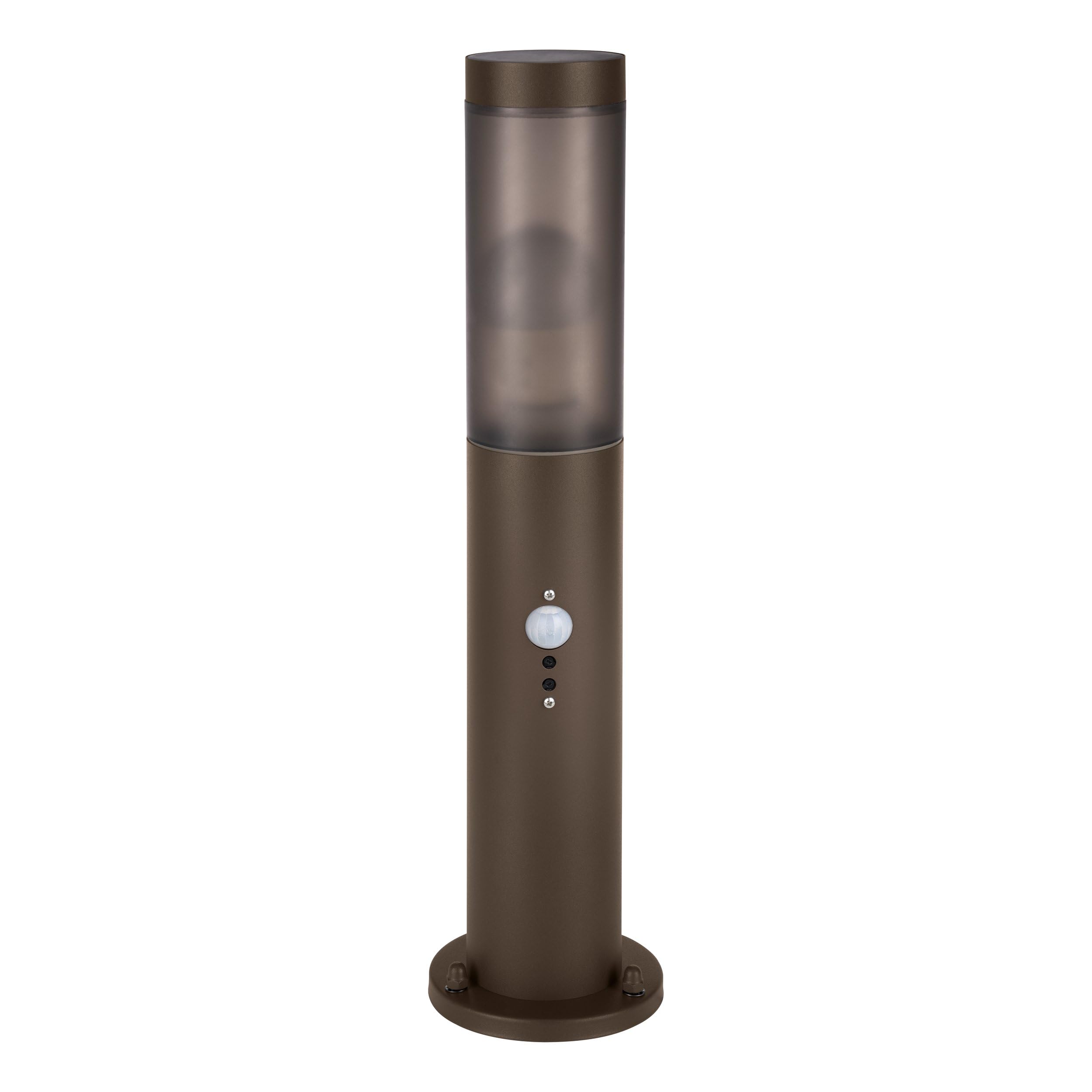 Eglo LED Outdoor lamp Post Helsinki, Bollard Light with Motion Detector, Outside Lighting for Garden and Patio, Driveway lamp Made of Stainless Steel in Rust Brown, IP44, H 36 cm, Warm White
