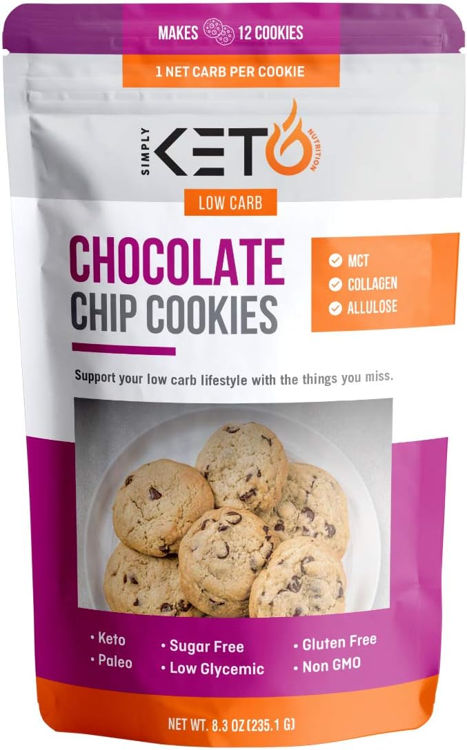 New And Improved Chocolate Chip Cookie Mix Low Carb Supports Keto Diet MCT Collagen Sweetened With All Natural Allulose