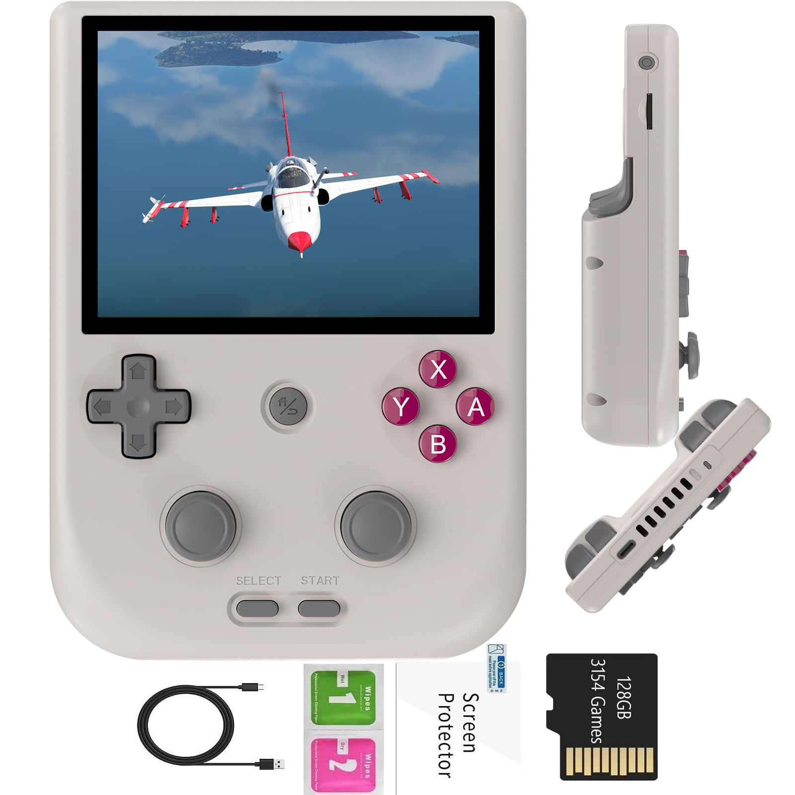 Photo 1 of RG405V Retro Game Console RG405V Handheld Game Console Android 12 System 4 inches IPS Touch Screen, Built in 5500 mAh Battery with 128G TF Card 3172 Games, Support 5G WiFi Bluetooth 5.0 (Gray)