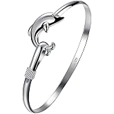 Cutesmile Fashion Jewelry 925 Sterling Silver Cute Dolphin Bangle Bracelets for Women