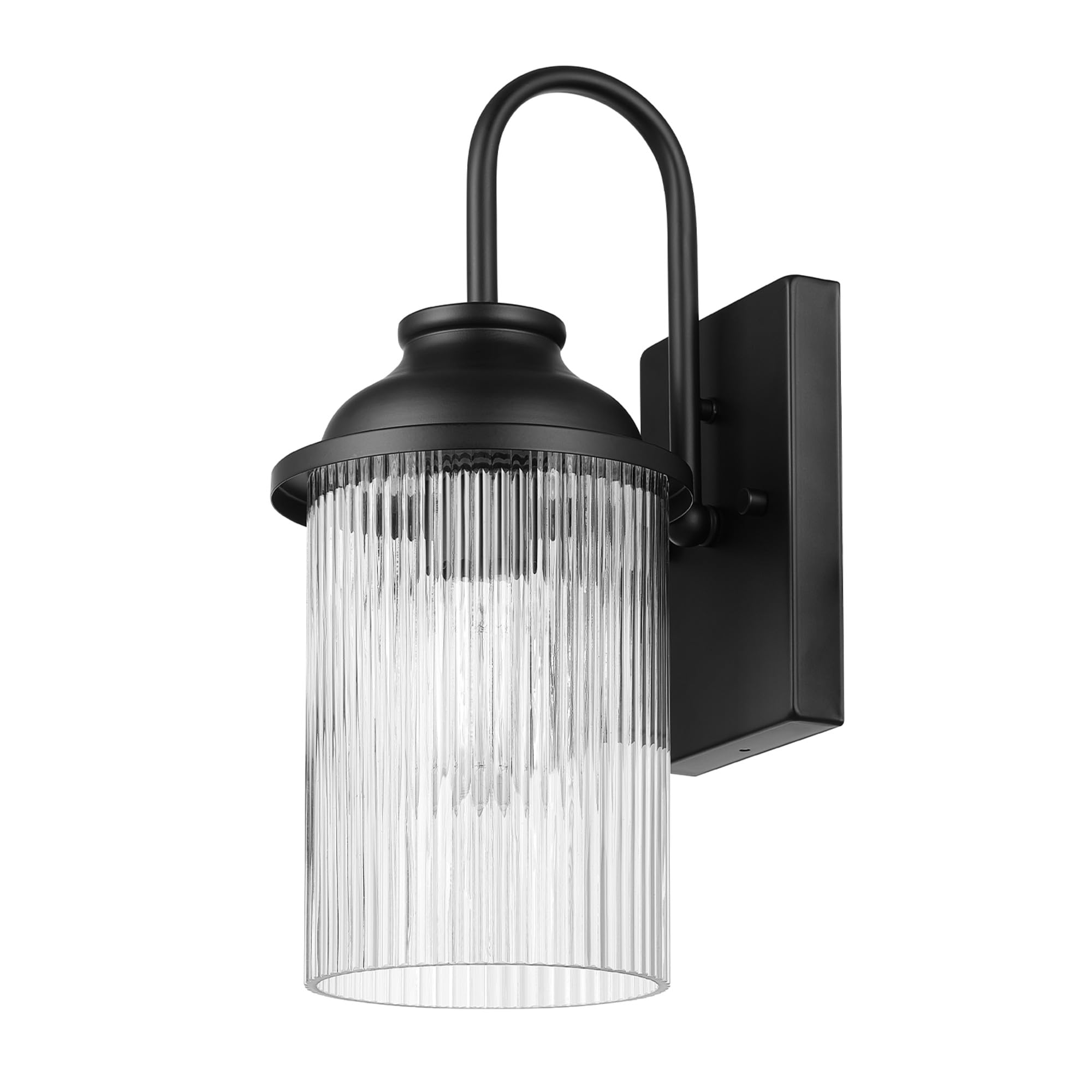 GLOBE Electric 60000027 1-Light Outdoor Wall Sconce, Matte Black, Ribbed Glass Shade, Porch Light, Wall Lights for Living Room, Patio Décor, Apartment Essentials, Outside House Lights Image GLOBE Electric 60000027 1-Light Outdoor Wall Sconce, Matte Black, Ribbed Glass Shade, Porch Light, Wall Lights for Living Room, Patio Décor, Apartment Essentials, Outside House Lights Image