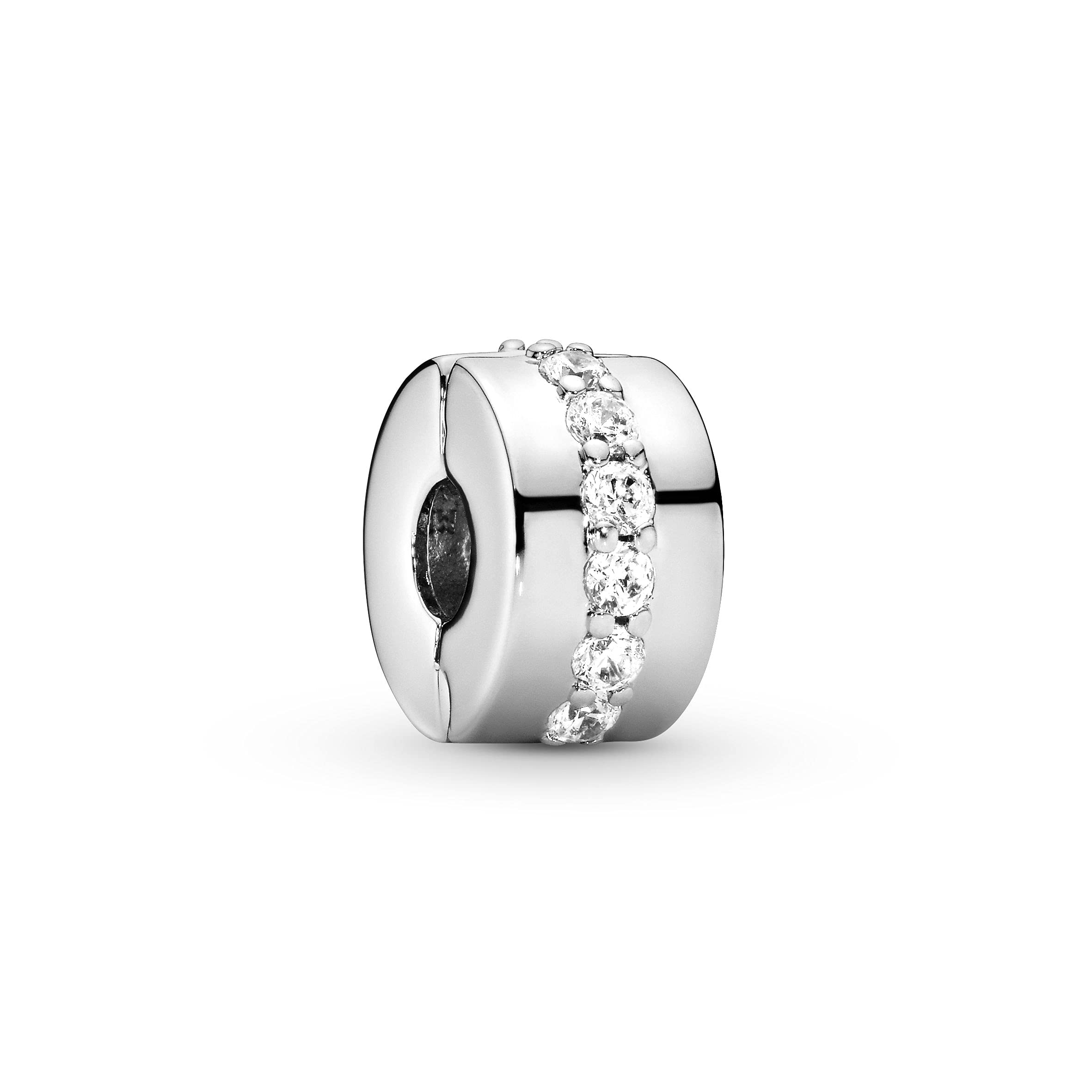 PANDORA Timeless Women's Sterling Silver Shining Path Cubic Zirconia Clip Charm for Bracelet, No Box