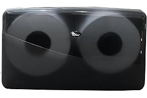 SoNeat Jumbo Toilet Paper Dispenser - Twin Plastic Toilet Paper Holder, Space-Saving & Wall Mounted Tissue Dispensers for Commercial & Public Restrooms, Holds 2 Jumbo Roll Toilet Paper, Black