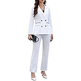 Women's Business Pant Suits 2 Piece Blazer Set Double Breasted Casual Work Office Outfits