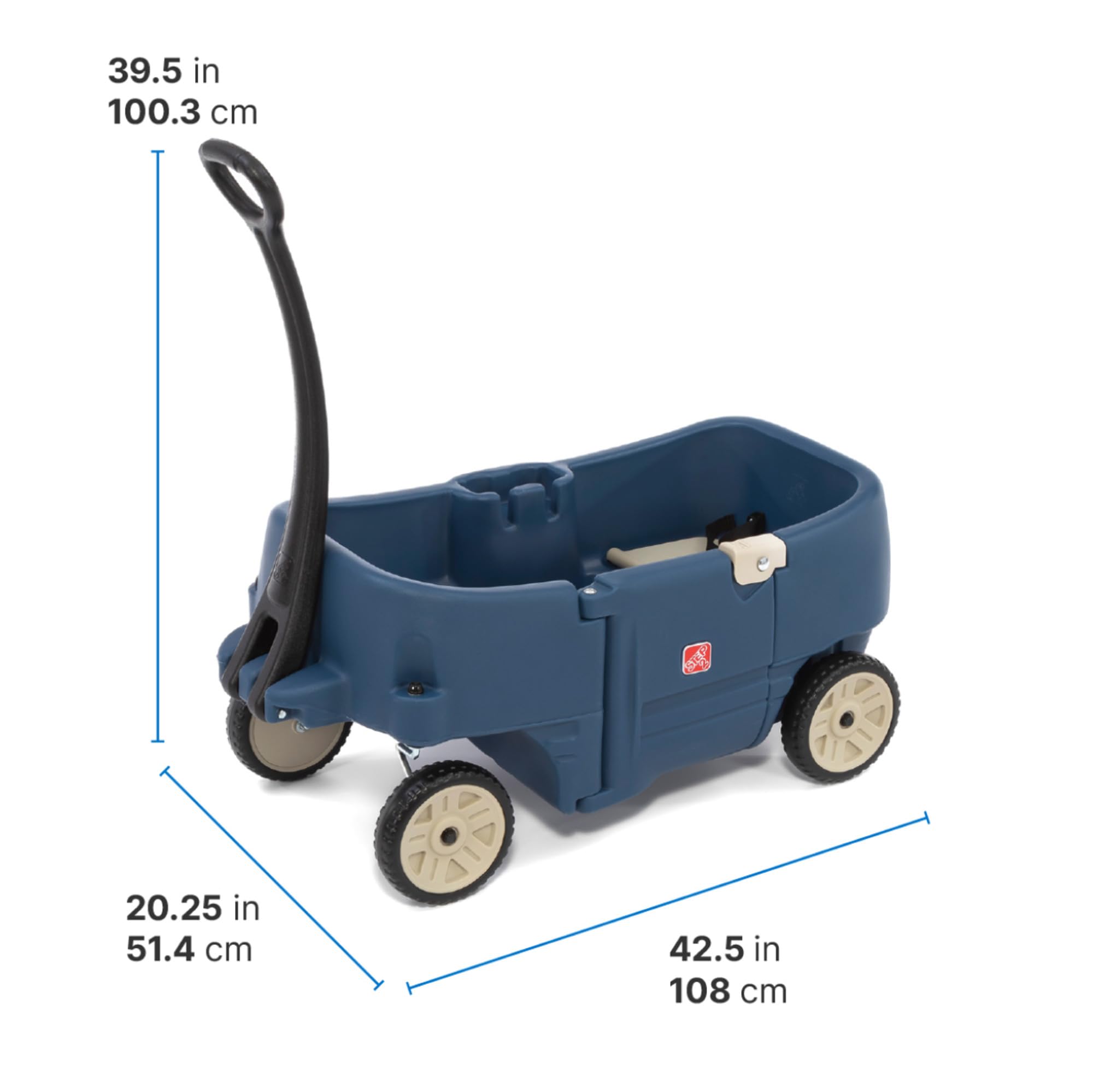 Step2 Wagon for Two Plus, Kids Ride On Toy, Stroller Substitute, Includes Seat Belts, Made of Durable Plastic, Max Weight 75 lbs., For Toddlers 1.5-5 Years Old, Denim Blue