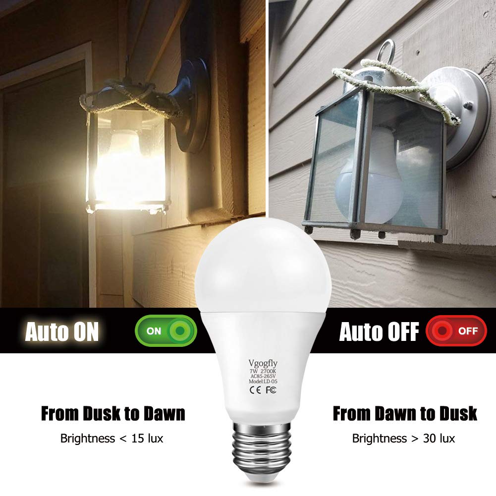 Dusk to Dawn Light Bulb Sensor Smart LED Outdoor Lighting Bulbs Lamp 7W