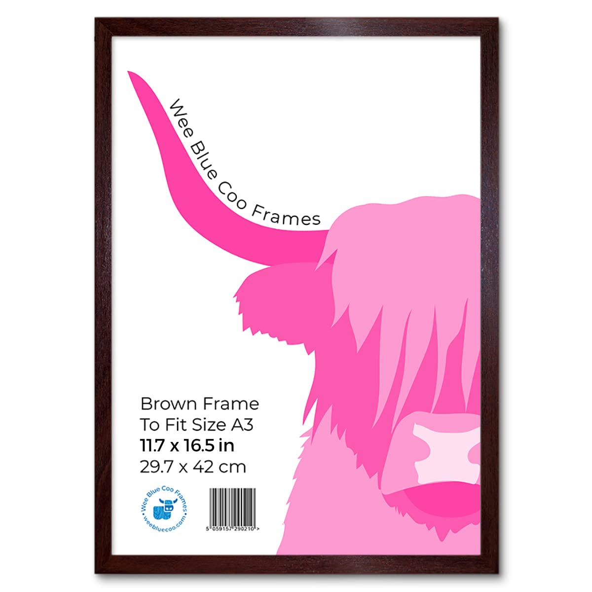 A3 Brown Wooden Picture Frame 11.7 x 16.5 Inch (29.7 x 42cm) Acrylic Safety 'Glass' Photo Frame