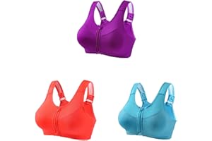 GENERIC 3Pack Women Sports Bra Wireless Post Surgery Bra Acitive Bra Yoga Bras Motion Control Zip High-Impact Sports Bra Wirefree Bra