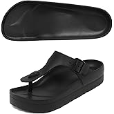 Scecocrs Women's Platform Flip Flops with Arch Support, Eva Lightweight Chunky Slide Sandals for Women, Fashion Comfort Summer Beach Sandal with Adjustable Buckle, Sandalias De Plataforma Para Mujer