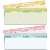 Geyee 120 Sheets Weekly Planner Notepad Tear off | Weekly Calendar Pad, To Do List Sticky Notepad, Desk Schedule Planner for Student Habit Tracker Reminder Office School