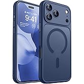 CANSHN Magnetic Compatible with iPhone 17 Pro Case, Upgraded [Full Camera Protection] [Compatible with Magsafe] [Translucent Matte] Shockproof Protective Phone Cover 6.3 Inch - Deep Blue