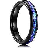 King Will Mens 4mm/6mm/8mm Black Tungsten Wedding Band Blue Green Purple Fragments Inlay Rings Engagement Band Comfort Fit