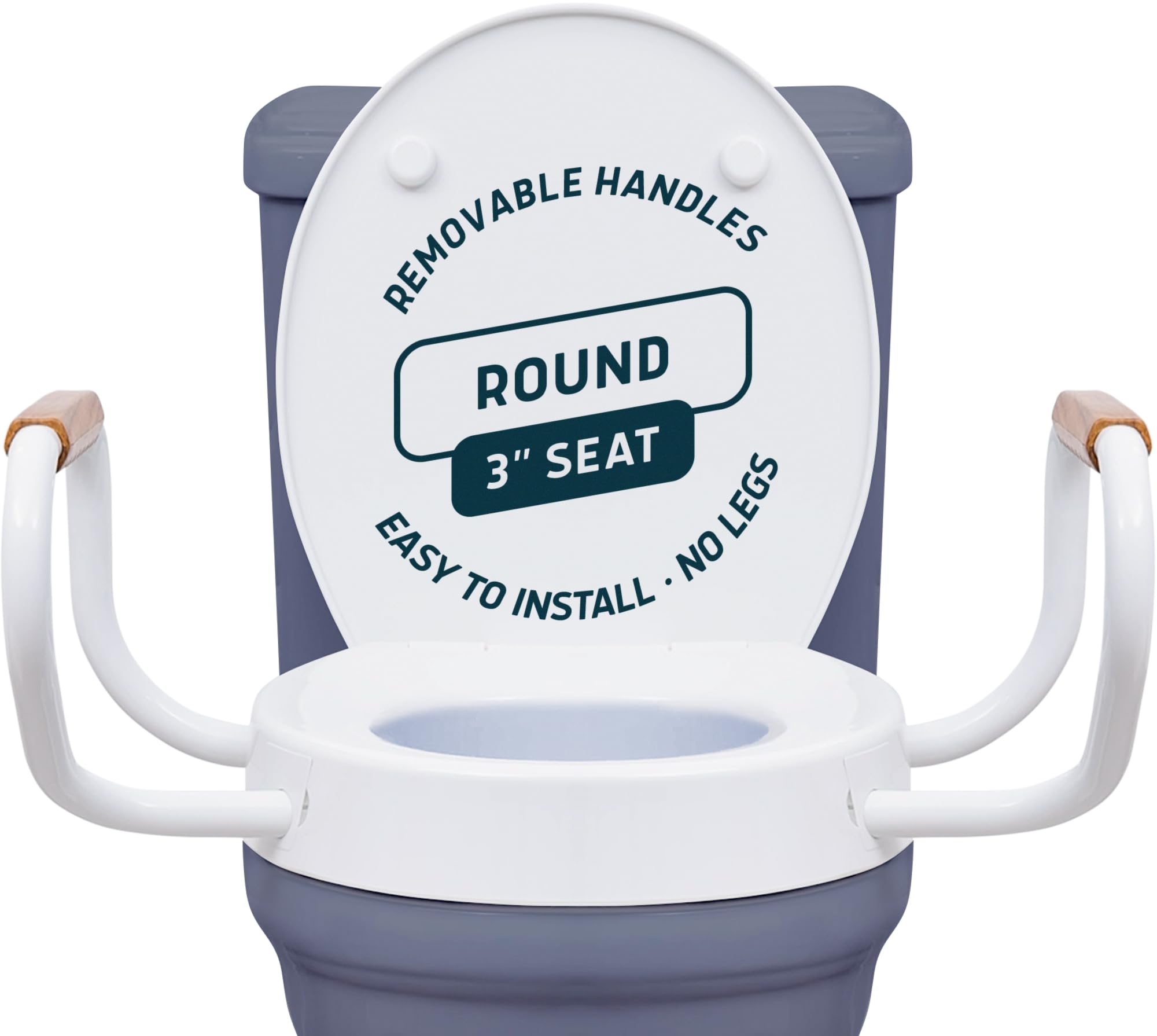 Photo 1 of Lunderg Raised Toilet Seat with Handles - Round/Standard - Easy to Install Toilet Seat Risers for Seniors - Adds 3 Inches & Works like the one you’ve always used - Elegant design - No Hospital Vibe