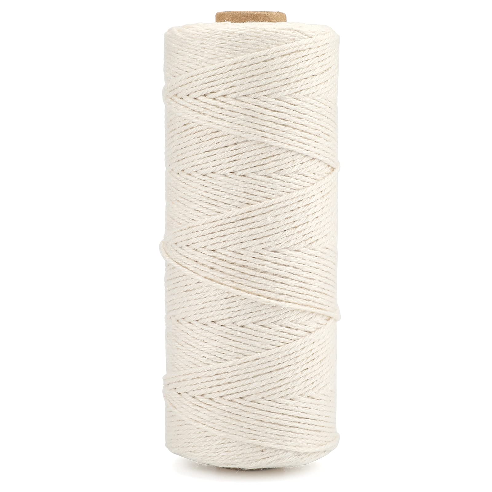 G2PLUS 200M Beige Gift Twine, 1.0MM Cotton Wrapping Bakers String, 3Ply Butchers Cord, Handicrafts Decorative Twine for DIY Gift Decorations