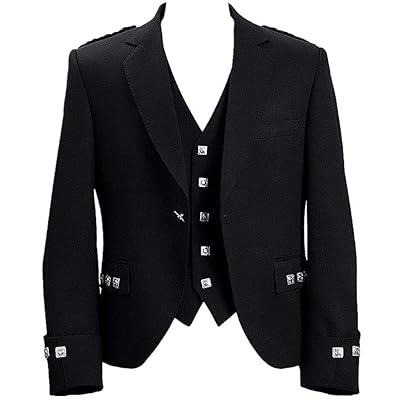 Lucasini Mens Scottish Argyle Kilt Jacket with Vest