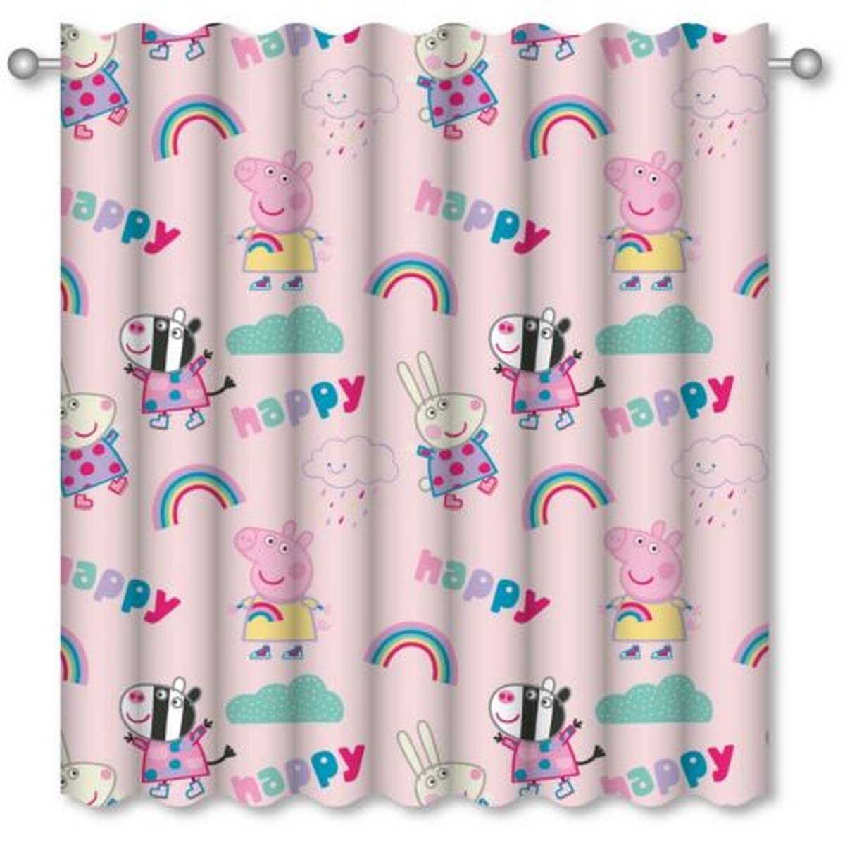 Peppa Pig Official Curtains | Pink Pencil Pleat, Storm Design | Perfect For Any Childrens Bedroom Nursery (Curtains, 72in)