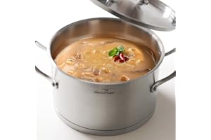 HOMI Chef Matte Polished Nickel Free Stainless Steel 3.5 QT Stock Pot with Lid (No Toxic Non Stick Coating, 8 Inch Straight S