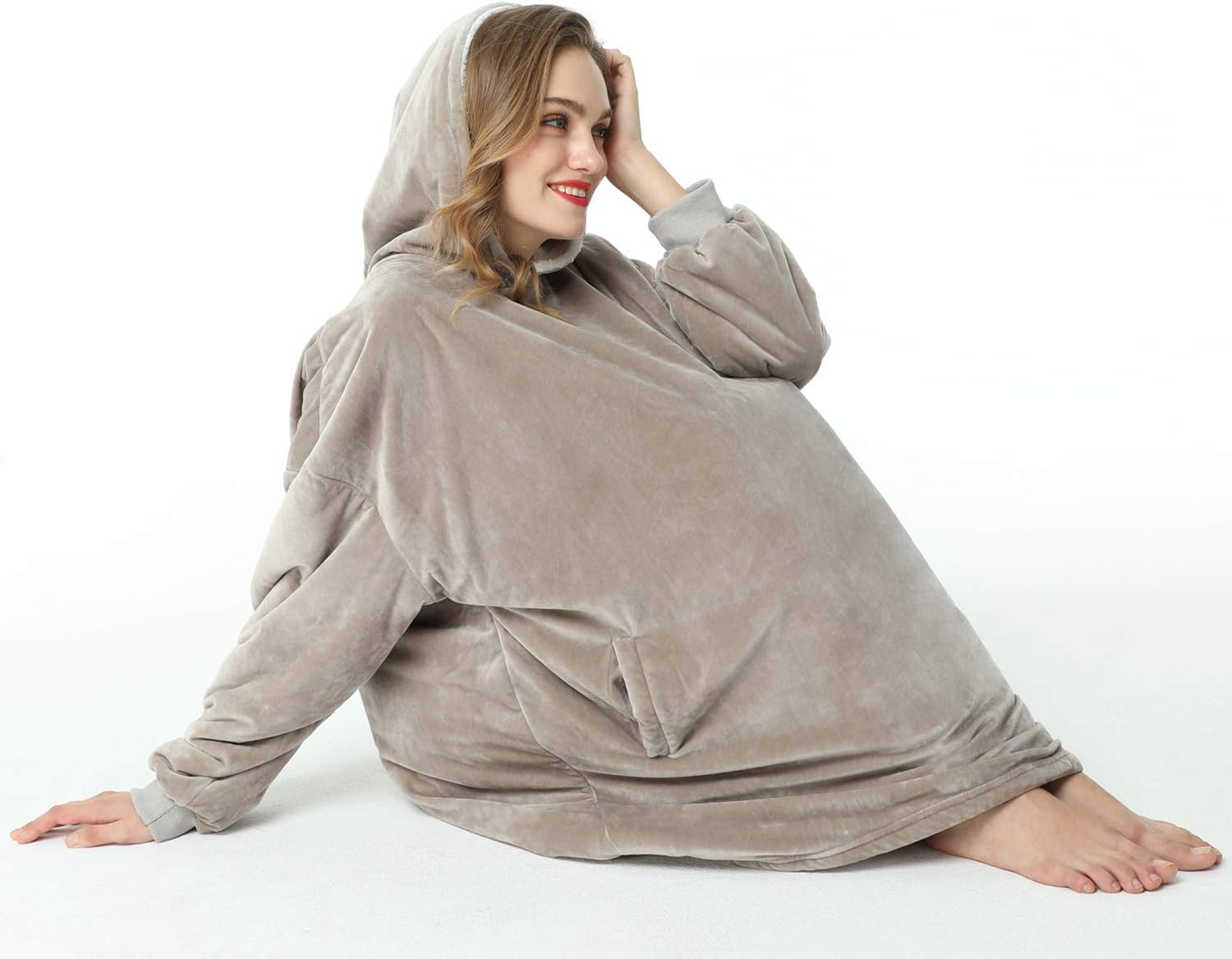 One Size Fits All Super Soft Warm Comfortable Sherpa Wearable Blanket