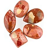 ColouredRocks (5pcs) Red Jasper Crystals, Cabochons, Flat Back Stones, Polished Gemstones, Jewelry Making Supply, DIY, Crafts, Decor, Gift, Wholesale Bulk (100 carats) (18-25mm)